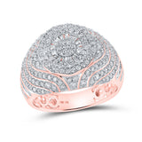 Anillo en racimo de diamantes baguette para hombre en oro rosa de 10 quilates, 2 quilates 