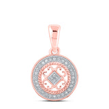 Colgante circular de diamantes redondos para mujer de oro rosa de 10 quilates, 1/10 quilates 