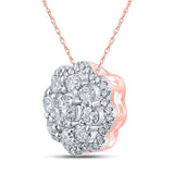 Colgante de racimo de diamantes redondos para mujer de oro rosa de 10 quilates de 1/2 quilates 