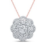 Colgante de racimo de diamantes redondos para mujer de oro rosa de 10 quilates de 1/2 quilates 