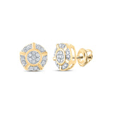 10kt Yellow Gold Womens Round Diamond Cluster Earrings 1/10 Cttw