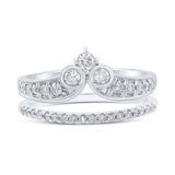 Alianza de boda de oro blanco de 14 quilates con diamantes redondos para mujer, 1/2 quilates 