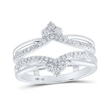 Alianza de boda de oro blanco de 14 quilates para mujer con diamantes redondos de 3/8 quilates 
