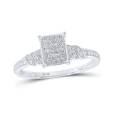 Anillo de oro blanco de 10 quilates para mujer con diamantes redondos de 1/6 quilates 