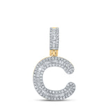 10kt Yellow Gold Mens Baguette Diamond C Initial Letter Pendant 1/2 Cttw