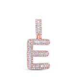 10kt Rose Gold Mens Baguette Diamond E Initial Letter Pendant 1/2 Cttw