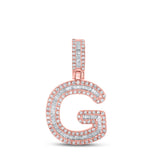 10kt Rose Gold Mens Baguette Diamond G Initial Letter Pendant 1/2 Cttw