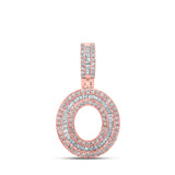 10kt Rose Gold Mens Baguette Diamond O Initial Letter Pendant 1/2 Cttw