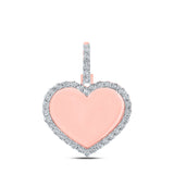 10kt Rose Gold Mens Round Diamond Heart Memory Charm Pendant 1/10 Cttw