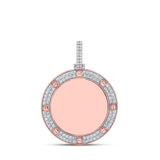 Colgante con dije de memoria circular de diamantes redondos para hombre de oro rosa de 10 quilates, 2 quilates 