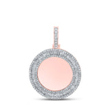 Colgante con dije circular con memoria de diamantes baguette para hombre en oro rosa de 10 quilates, 1-1 / 2 quilates 