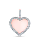 Colgante con dije de corazón de diamante redondo para hombre en oro rosa de 10 quilates, 2 quilates 