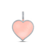 Colgante con dije de corazón de diamante redondo para hombre de oro rosa de 10 quilates, 1/5 quilates 