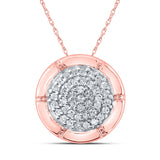 Colgante de oro rosa de 10 quilates para mujer con diamantes redondos de 1/6 quilates 