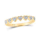 Anillo de oro amarillo de 10 quilates para mujer con diamantes redondos y corazón de 1/8 quilates 