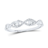 Anillo infinito de diamantes redondos para mujer de oro blanco de 10 quilates, 1/20 quilates 