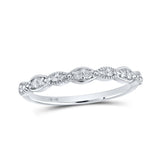 Anillo apilable de oro blanco de 10 quilates para mujer con diamantes redondos de 1/8 quilates 