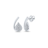 Pendientes de oro blanco de 10 quilates para mujer con diamantes redondos de 1/6 quilates 