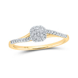 10kt Yellow Gold Womens Round Diamond Square Halo Promise Ring 1/5 Cttw