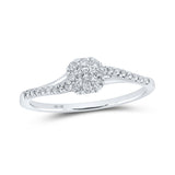 Anillo de promesa con halo cuadrado de diamantes redondos para mujer de oro blanco de 10 quilates, 1/5 quilates 