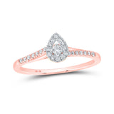 10kt Rose Gold Womens Round Diamond Teardrop Halo Promise Ring 1/5 Cttw