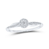 10kt White Gold Womens Round Diamond Halo Promise Ring 1/5 Cttw