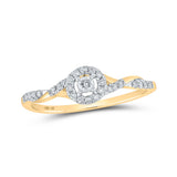 Anillo de promesa con halo de diamantes redondos para mujer de oro amarillo de 10 quilates, 1/5 quilates 