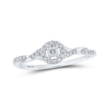 Anillo de promesa con halo de diamantes redondos para mujer de oro blanco de 10 quilates, 1/5 quilates 