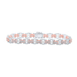 Pulsera con eslabones de diamantes baguette para hombre en oro rosa de 10 quilates, 3-3/4 quilates 