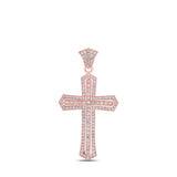 10kt Rose Gold Mens Round Diamond Cross Charm Pendant 2-3/4 Cttw