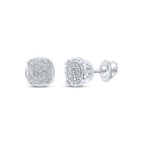 Pendientes de plata de ley con diamantes redondos para mujer, 1/10 quilates 