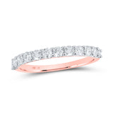 Anillo de boda de una sola fila de diamantes redondos para mujer de oro rosa de 14 quilates, 3/4 quilates 