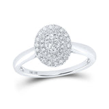 Anillo ovalado de diamantes redondos para mujer de oro blanco de 10 quilates, 1/3 quilates 