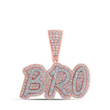 10kt Rose Gold Mens Round Diamond BRO Charm Pendant 5/8 Cttw