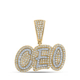 Colgante con dije de CEO de diamante redondo para hombre de oro amarillo de 10 quilates, 5/8 quilates 