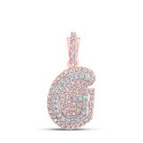 10kt Rose Gold Mens Round Diamond G Initial Letter Charm Pendant 1/5 Cttw