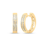 Yellow-tone Sterling Silver Womens Round Diamond Hoop Earrings 1/3 Cttw