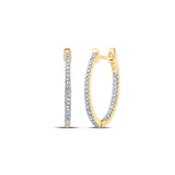 Yellow-tone Sterling Silver Womens Round Diamond Hoop Earrings 1/4 Cttw