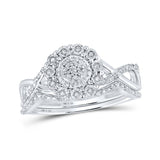 Anillo de boda nupcial de plata de ley con diamantes redondos, 1/5 quilates 