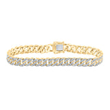 Pulsera de eslabones cubanos con diamantes redondos para hombre en oro amarillo de 14 quilates, 1-3/4 quilates 