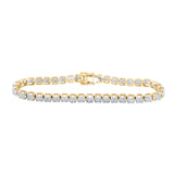 Pulsera de tenis de una hilera de diamantes redondos para hombre de oro amarillo de 14 quilates, 3 quilates 