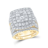 Anillo de boda nupcial con halo de diamantes redondos de oro amarillo de 10 quilates, 6 quilates 