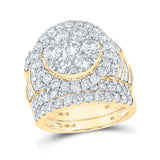 Anillo de boda nupcial con diamantes redondos de oro amarillo de 14 quilates, 4-7/8 quilates 