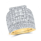 Anillo de boda nupcial cuadrado con diamantes de princesa de oro amarillo de 14 quilates, 4 quilates 