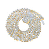 Collar de cadena de eslabones cubanos rectos de 18 pulgadas con diamantes redondos para hombre en oro amarillo de 10 quilates, 16-1 / 3 quilates 