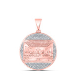 Colgante con dije de círculo de la última cena con diamantes redondos para hombre de oro rosa de 10 quilates, 1/2 quilates 