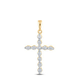 10kt Yellow Gold Womens Round Diamond Cross Pendant 1/3 Cttw