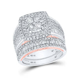 Anillo de boda nupcial con diamantes redondos de oro bicolor de 10 quilates, 2-1/2 quilates 