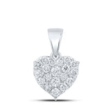 Colgante de corazón de diamante redondo para mujer de oro blanco de 10 quilates, 7/8 quilates 