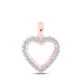 Colgante de corazón de diamante redondo para mujer de oro rosa de 10 quilates, 1/4 quilates 